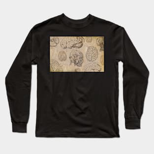 Vintage brain medical anatomy line drawing design. Long Sleeve T-Shirt